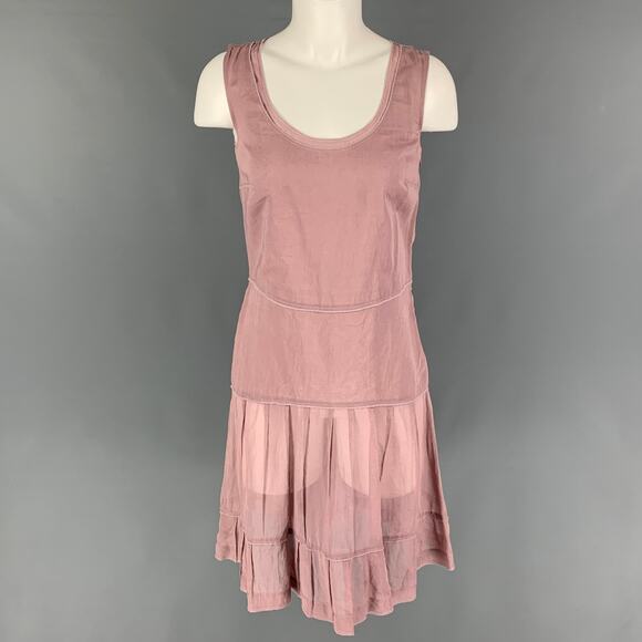 JIL SANDER Size 6 Dust Pink Cotton Pleated Sleeveless Dress - Picture 1 of 5